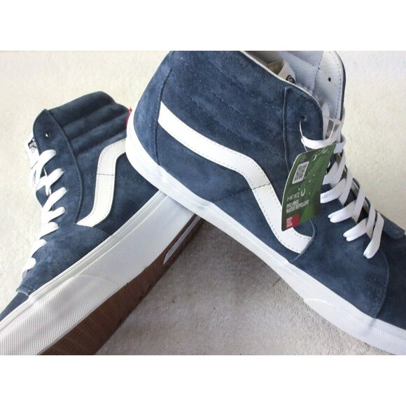 Vans Men's Sk8-Hi Pig Suede Vintage Indigo Blue White Skate shoes Size 13 NIB - Picture 4 of 5
